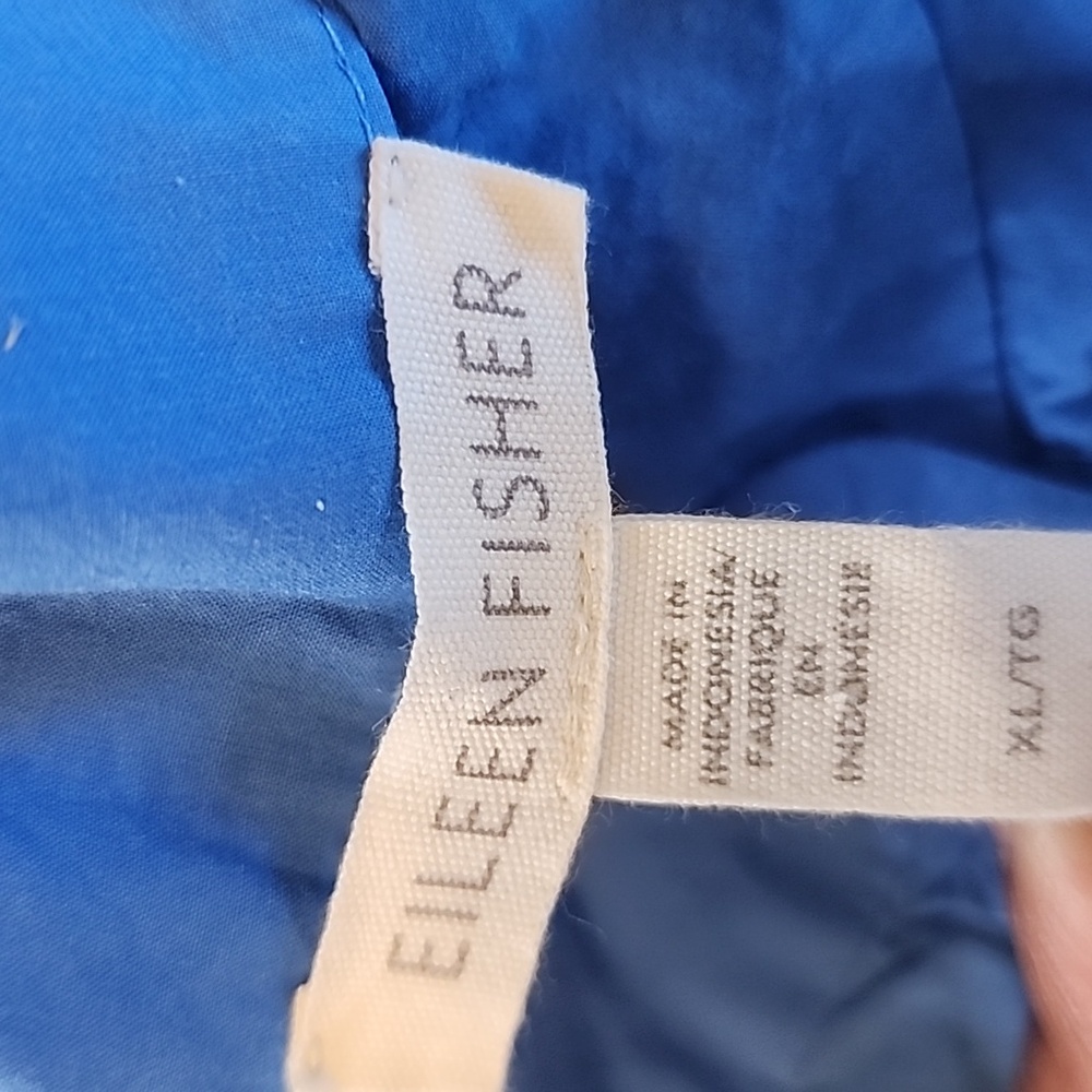 Eileen Fisher Washed Organic Calypso Cotton Poplin Blue Mandarin Collar Shirt - Picture 10 of 11